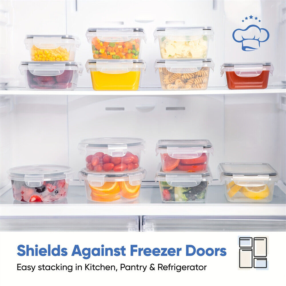 24 Pack Clear Plastic Food Storage Containers With Lids Microwave Freezer Safe