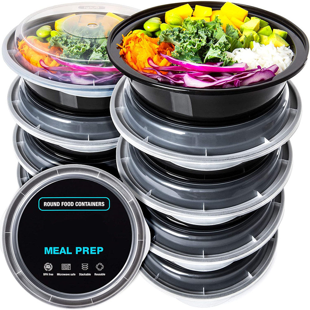 10pcs Disposable Plastic Food Containers Fruit Salad Bento