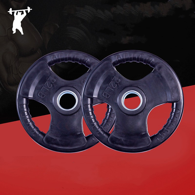 Three-Hole Rubber Barbell Weight Plate For Gym