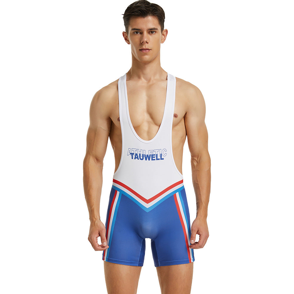 Men's Vest Wrestling Suit Men's Fitness Swimming Shark Pants