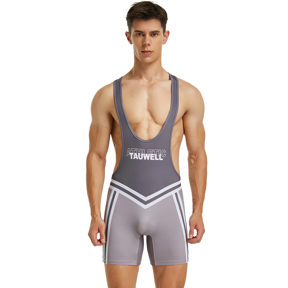 Men's Vest Wrestling Suit Men's Fitness Swimming Shark Pants