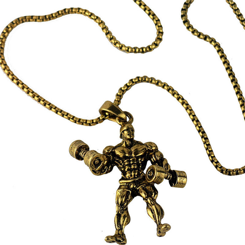 Barbell Weightlifting Pendant Necklace