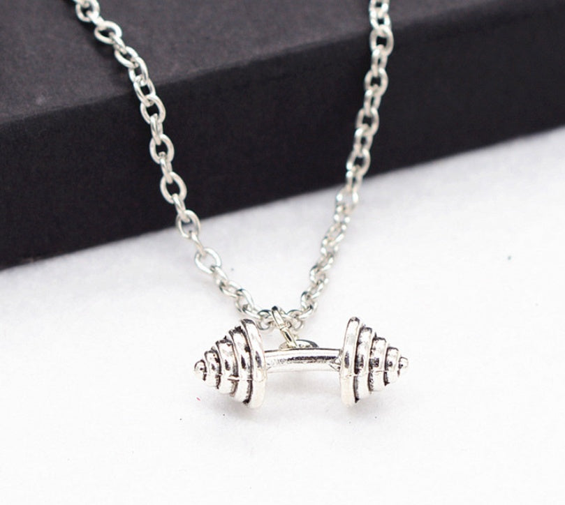 Fitness Weightlifting Dumbbell Pendant Necklace
