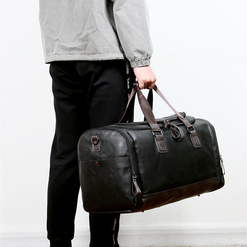 PU Leather Men's Business Travel Duffel Bag