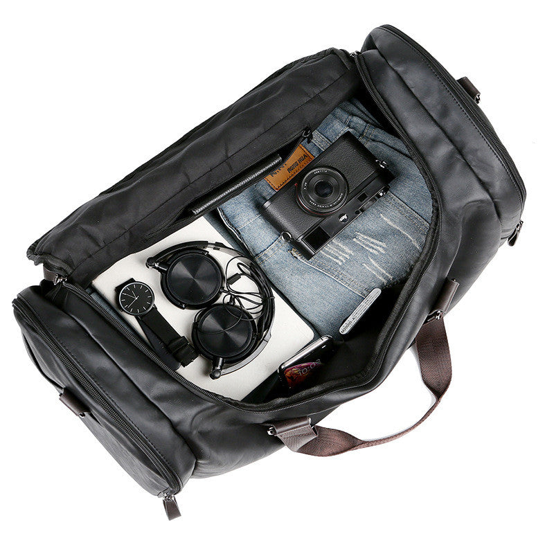 PU Leather Men's Business Travel Duffel Bag
