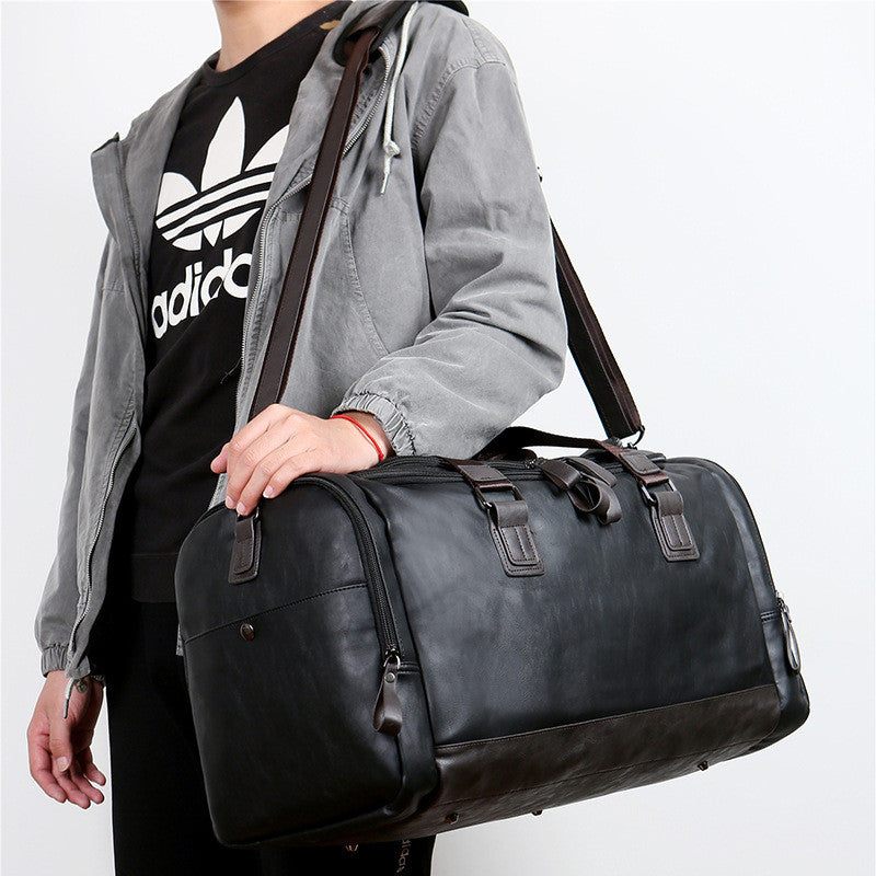 PU Leather Men's Business Travel Duffel Bag