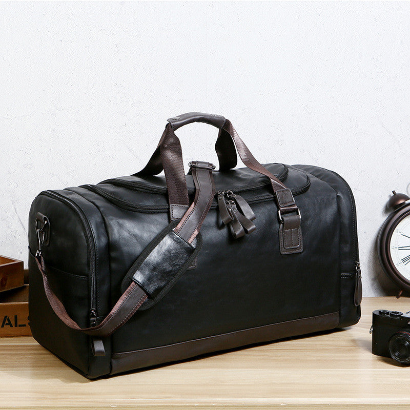 PU Leather Men's Business Travel Duffel Bag