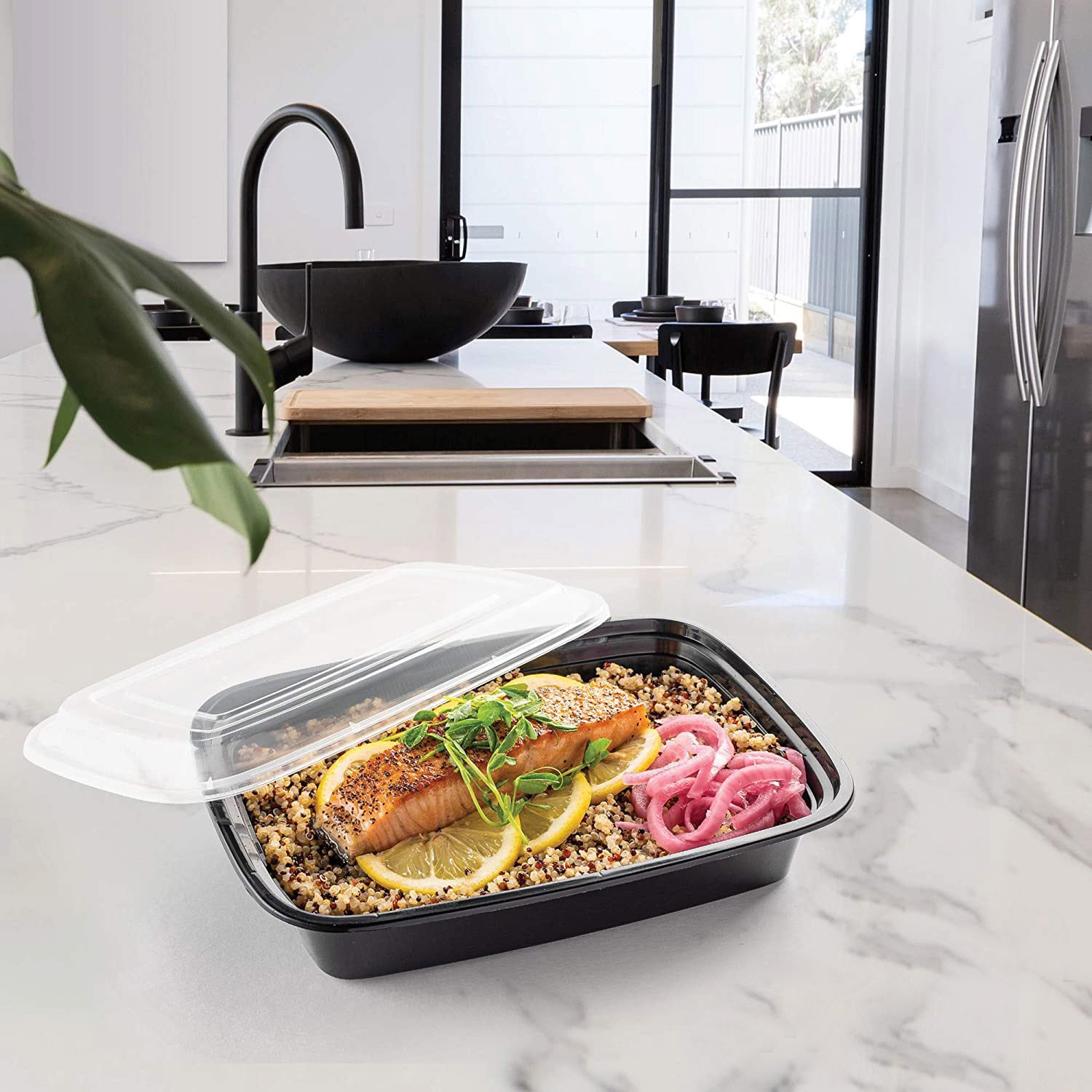 10pcs Disposable Plastic Food Containers Fruit Salad Bento