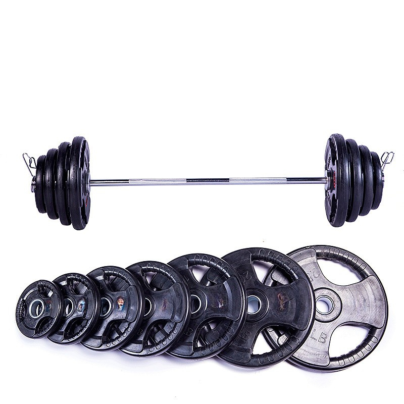 Three-Hole Rubber Barbell Weight Plate For Gym