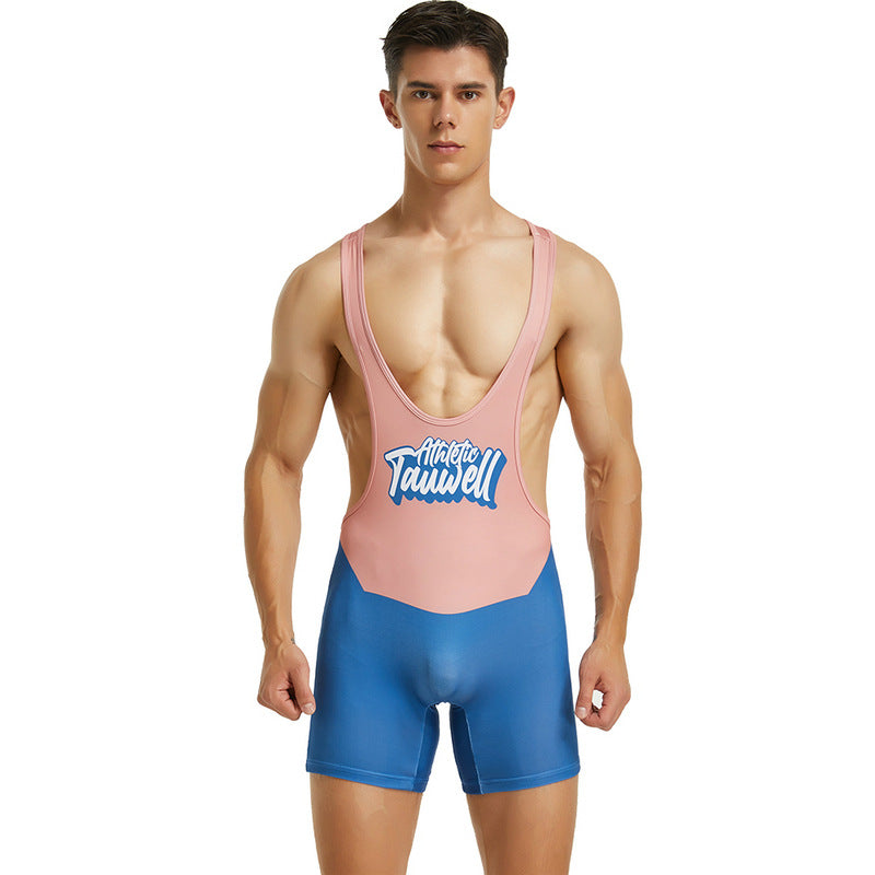 Men's Vest Wrestling Suit Men's Fitness Swimming Shark Pants