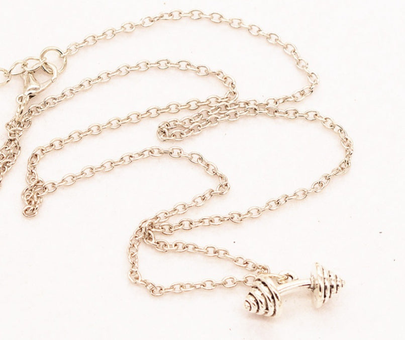 Fitness Weightlifting Dumbbell Pendant Necklace