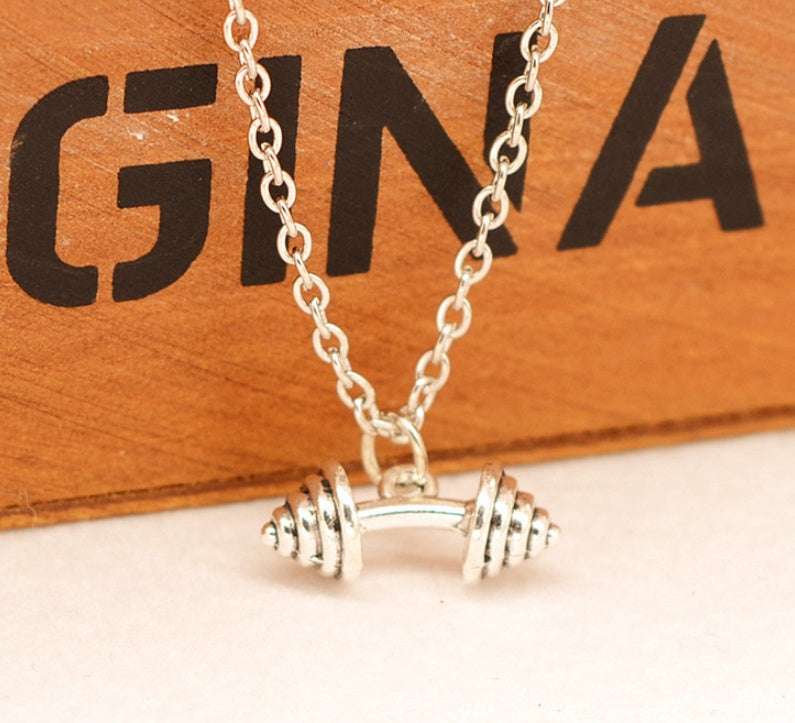 Fitness Weightlifting Dumbbell Pendant Necklace