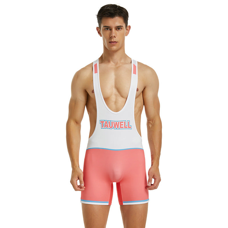 Men's Vest Wrestling Suit Men's Fitness Swimming Shark Pants
