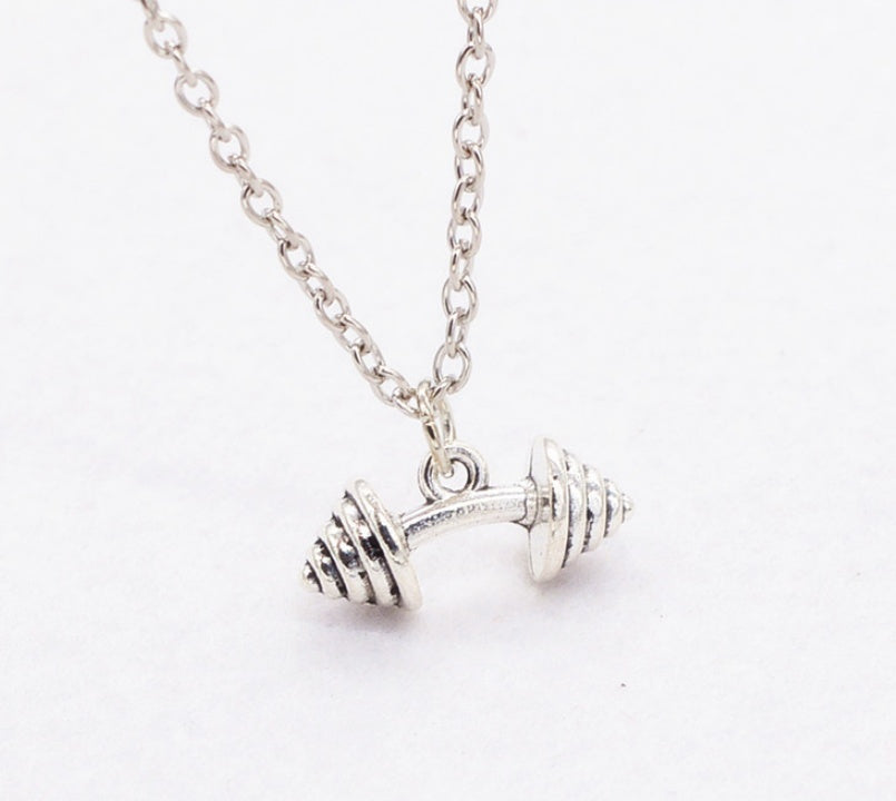 Fitness Weightlifting Dumbbell Pendant Necklace