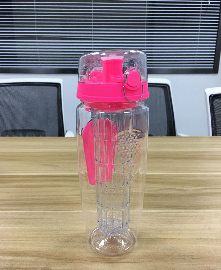 Tritan Sports Bottle With Fruit Tea Compartment And Button Lid