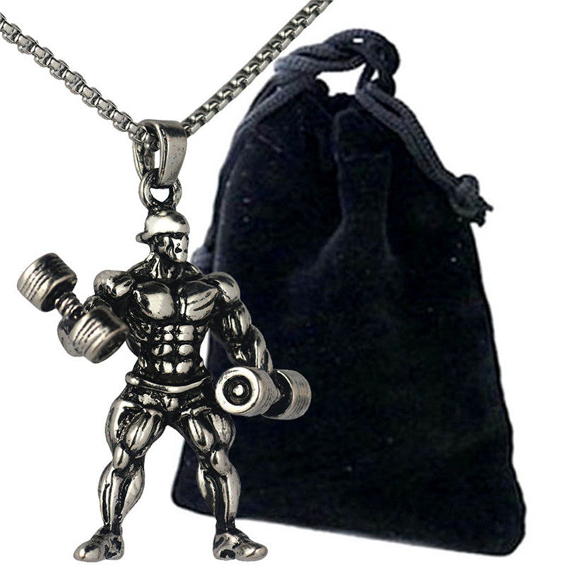 Barbell Weightlifting Pendant Necklace