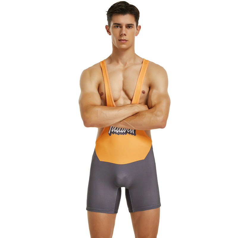 Men's Vest Wrestling Suit Men's Fitness Swimming Shark Pants