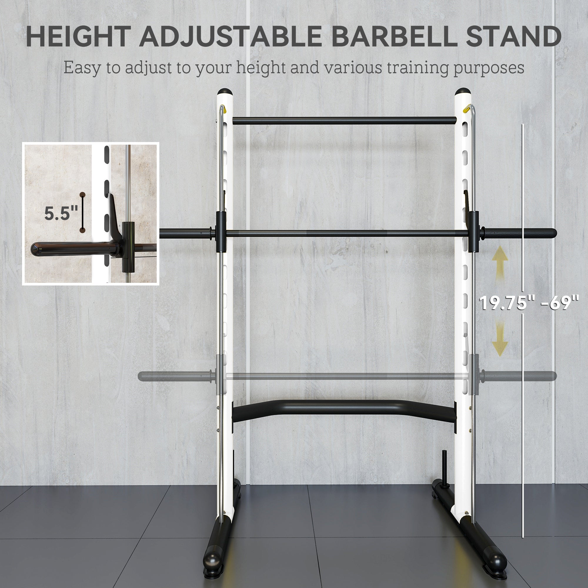 Adjustable Squat Rack With Pull Up Bar Bench Press Half Rack White
