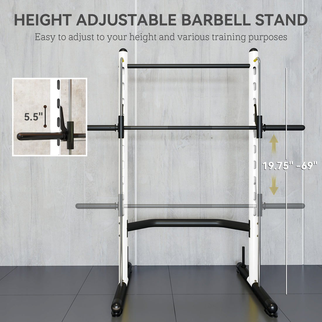 Adjustable Squat Rack With Pull Up Bar Bench Press Half Rack White