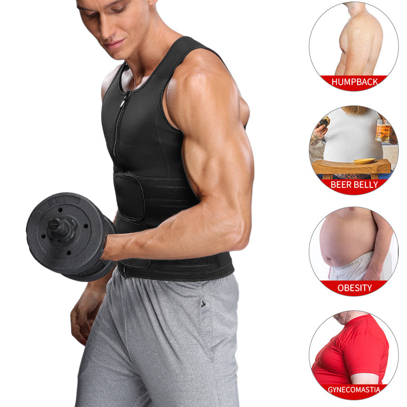 Men Sauna Waist Trainer Vest Double Belt Body Shaper
