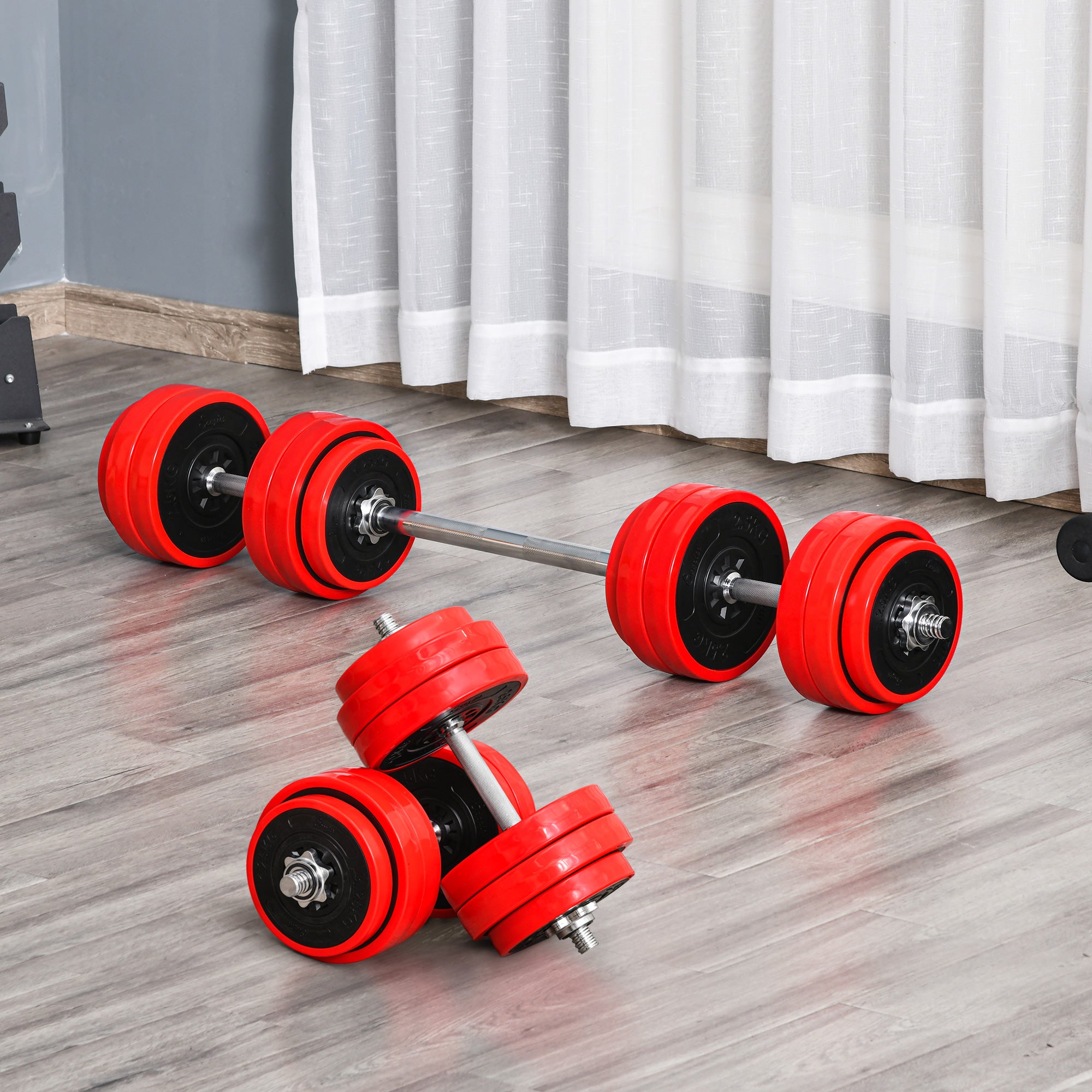 66lbs Adjustable Dumbbell To Barbell Set Home Gym