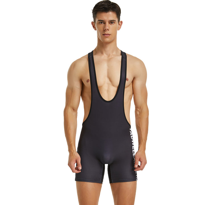 Men's Vest Wrestling Suit Men's Fitness Swimming Shark Pants