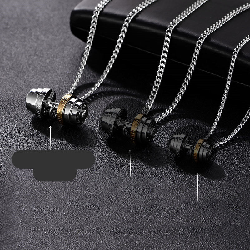 Stainless Steel Weights Gym Barbell Necklace Men
