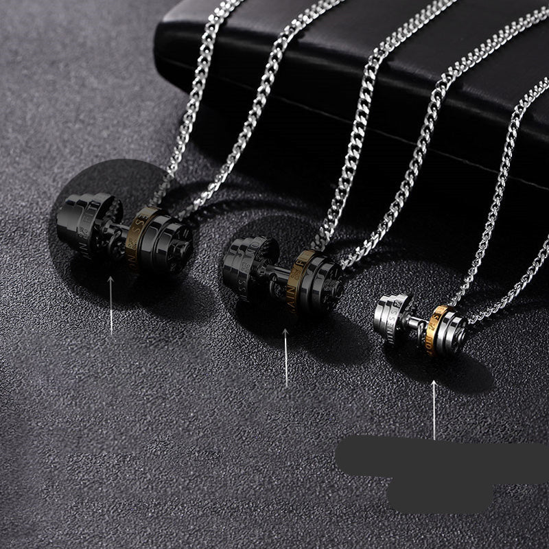 Stainless Steel Weights Gym Barbell Necklace Men