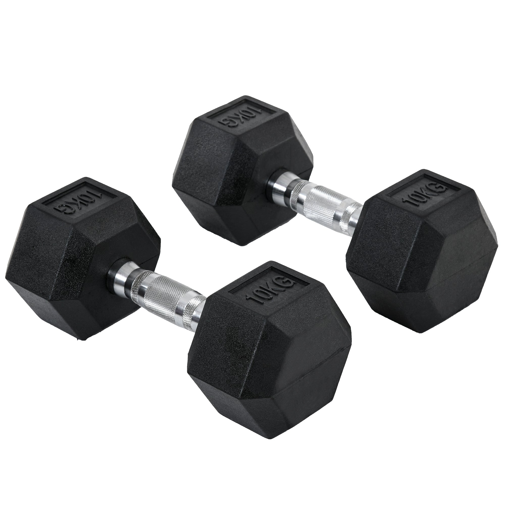 2×22.05 lbs Hex Rubber Dumbbells Set