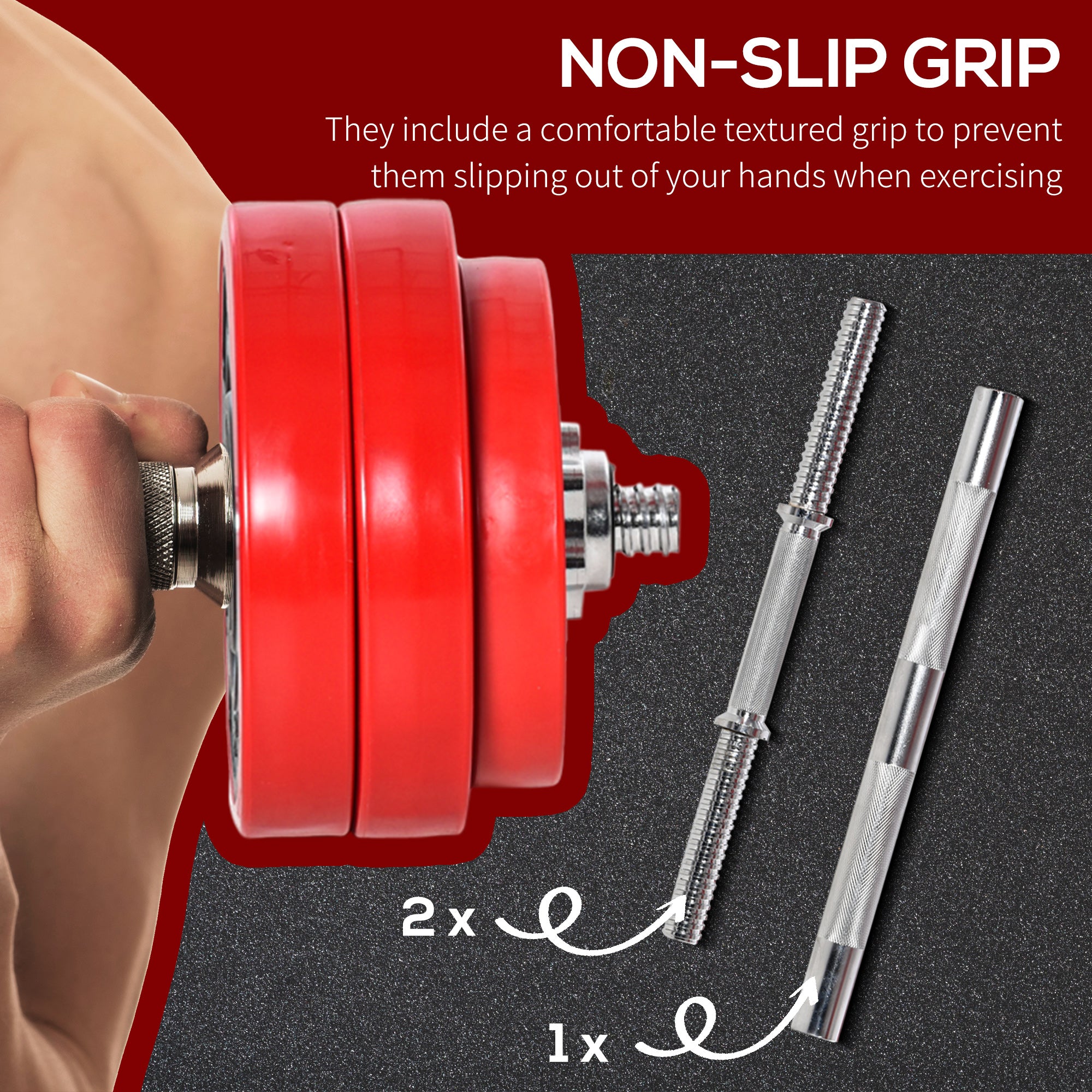 66lbs Adjustable Dumbbell To Barbell Set Home Gym