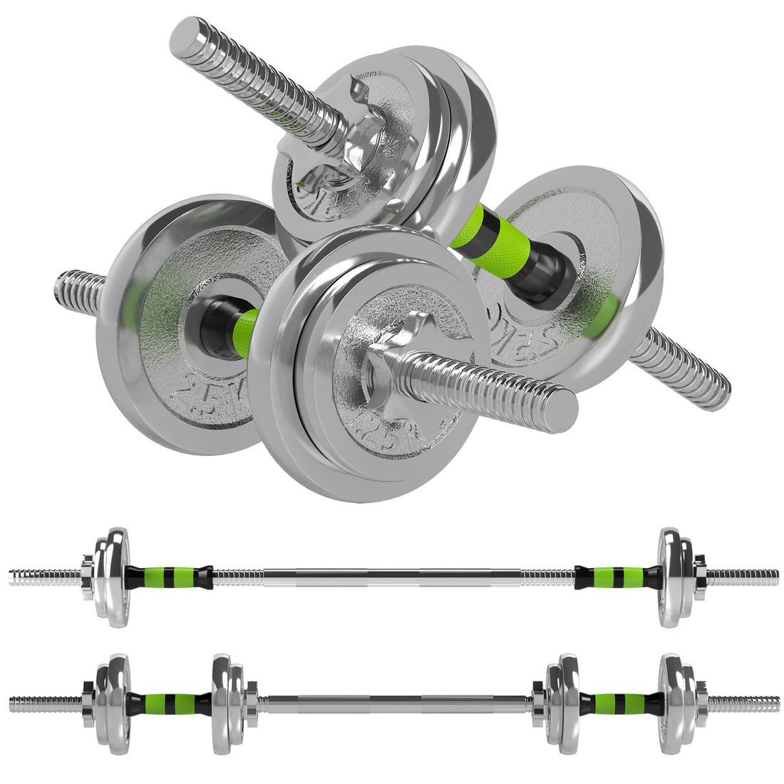 Sportow 44.09 lb 2-In-1 Barbell And Dumbbell Set Home Gym Training