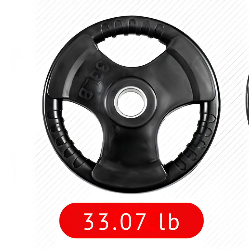 Three-Hole Rubber Barbell Weight Plate For Gym