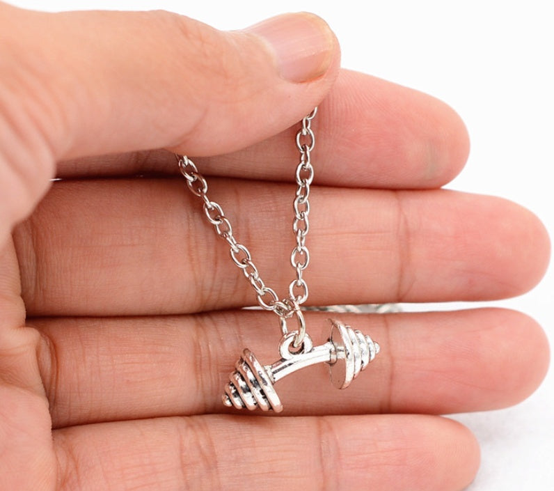 Fitness Weightlifting Dumbbell Pendant Necklace