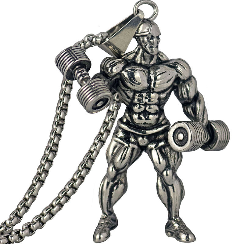 Barbell Weightlifting Pendant Necklace
