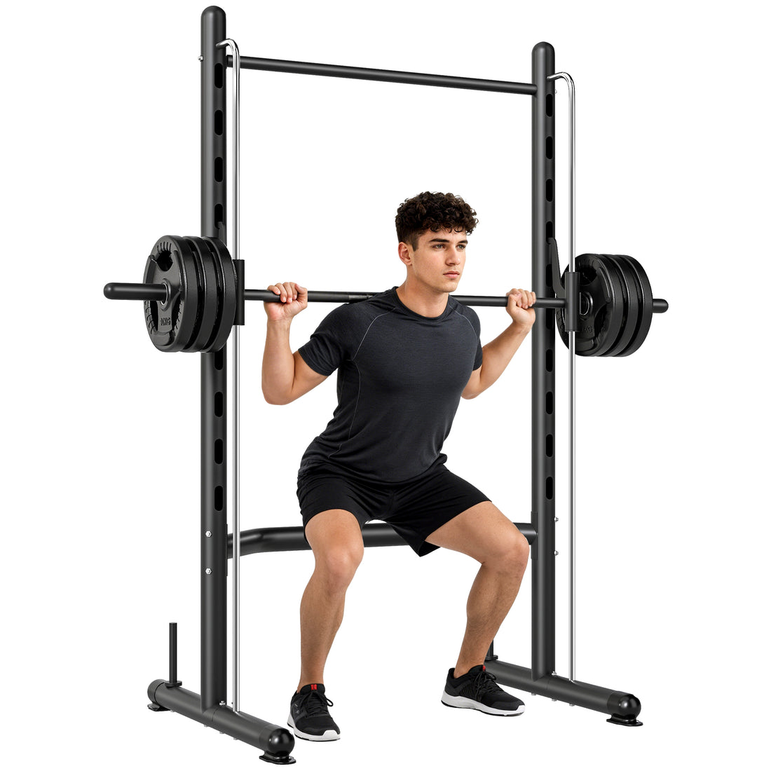 Adjustable Squat Rack With Pull Up Bar Bench Press Half Rack Black