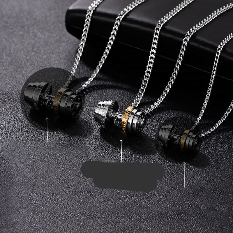 Stainless Steel Weights Gym Barbell Necklace Men