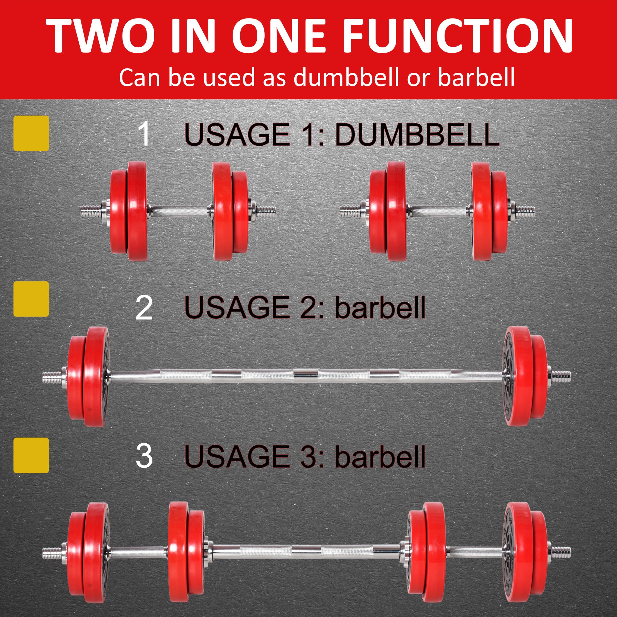 44lbs Adjustable Dumbbell To Barbell Set Home Gym Training