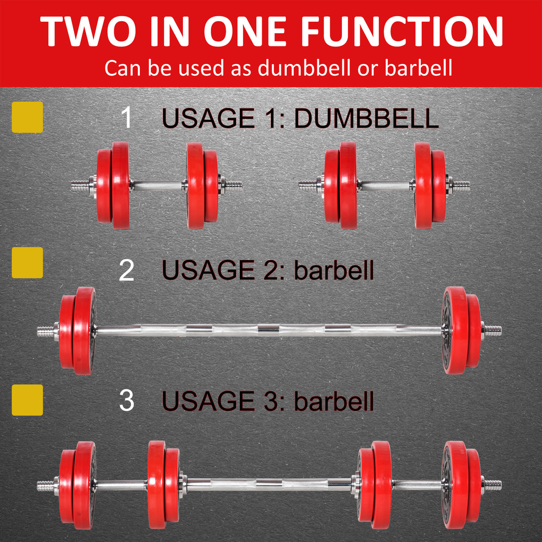44lbs Adjustable Dumbbell To Barbell Set Home Gym Training
