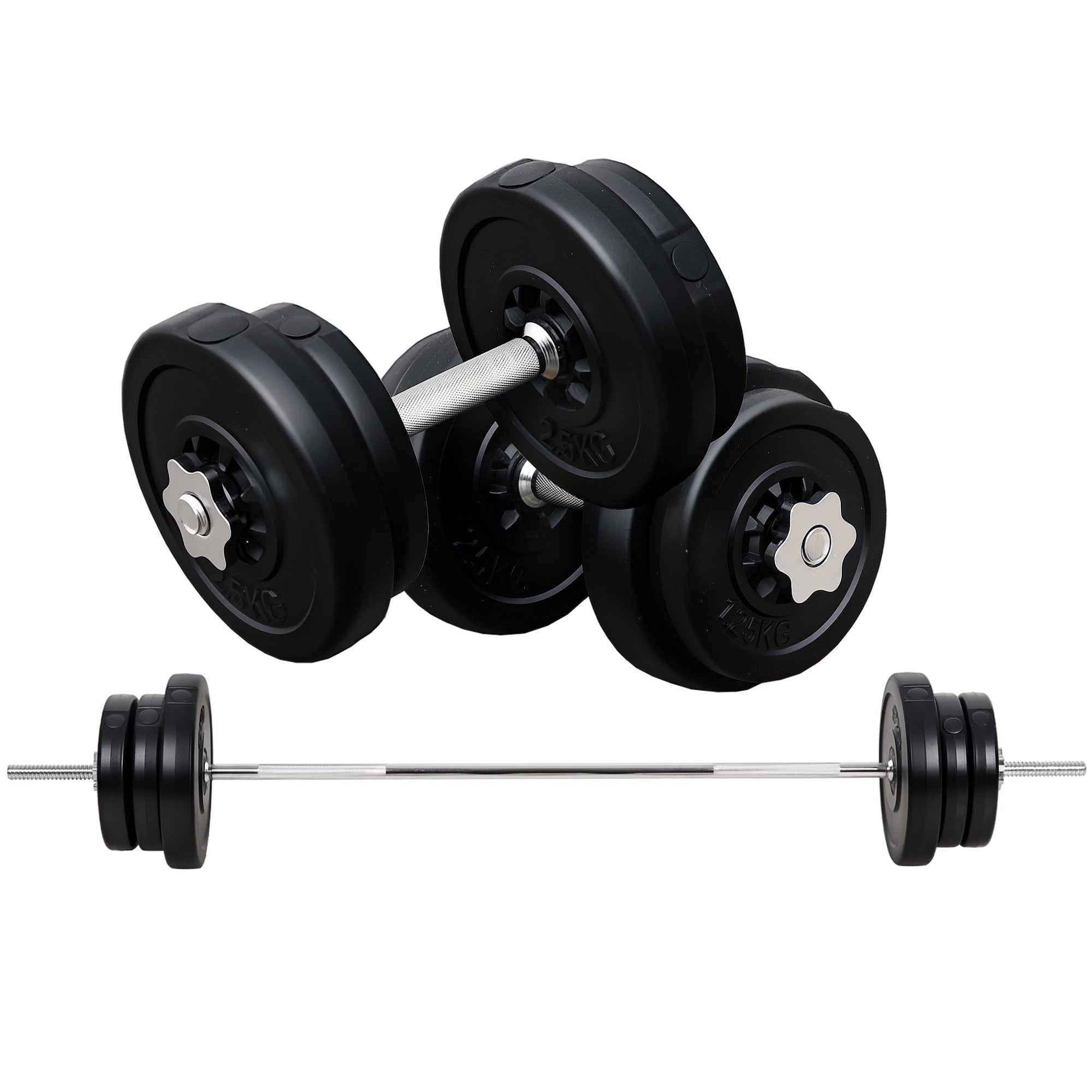 143.30 lb Adjustable Dumbbell And Barbell Set Home Gym Black