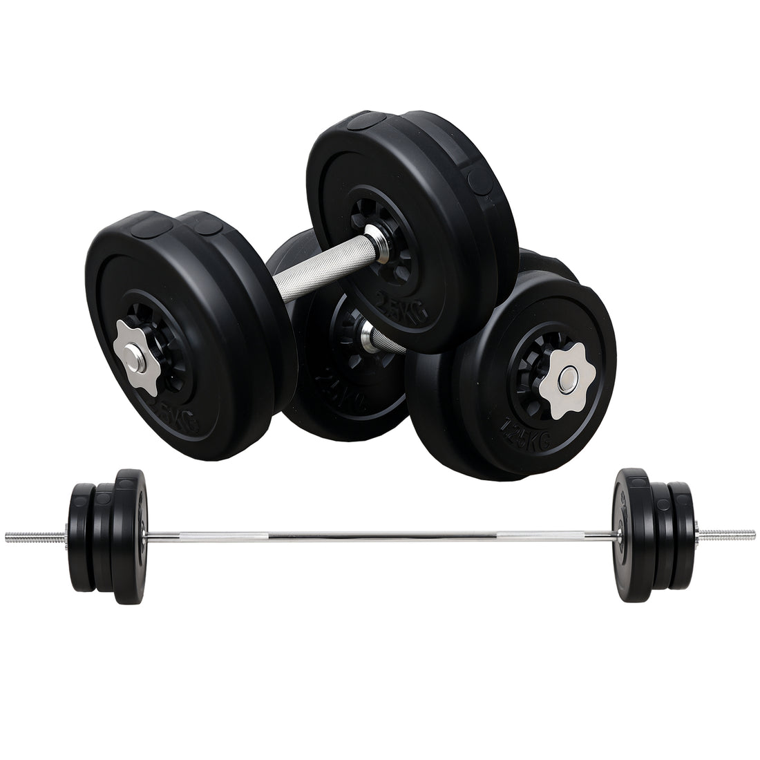 143.30 lb Adjustable Dumbbell And Barbell Set Home Gym Black