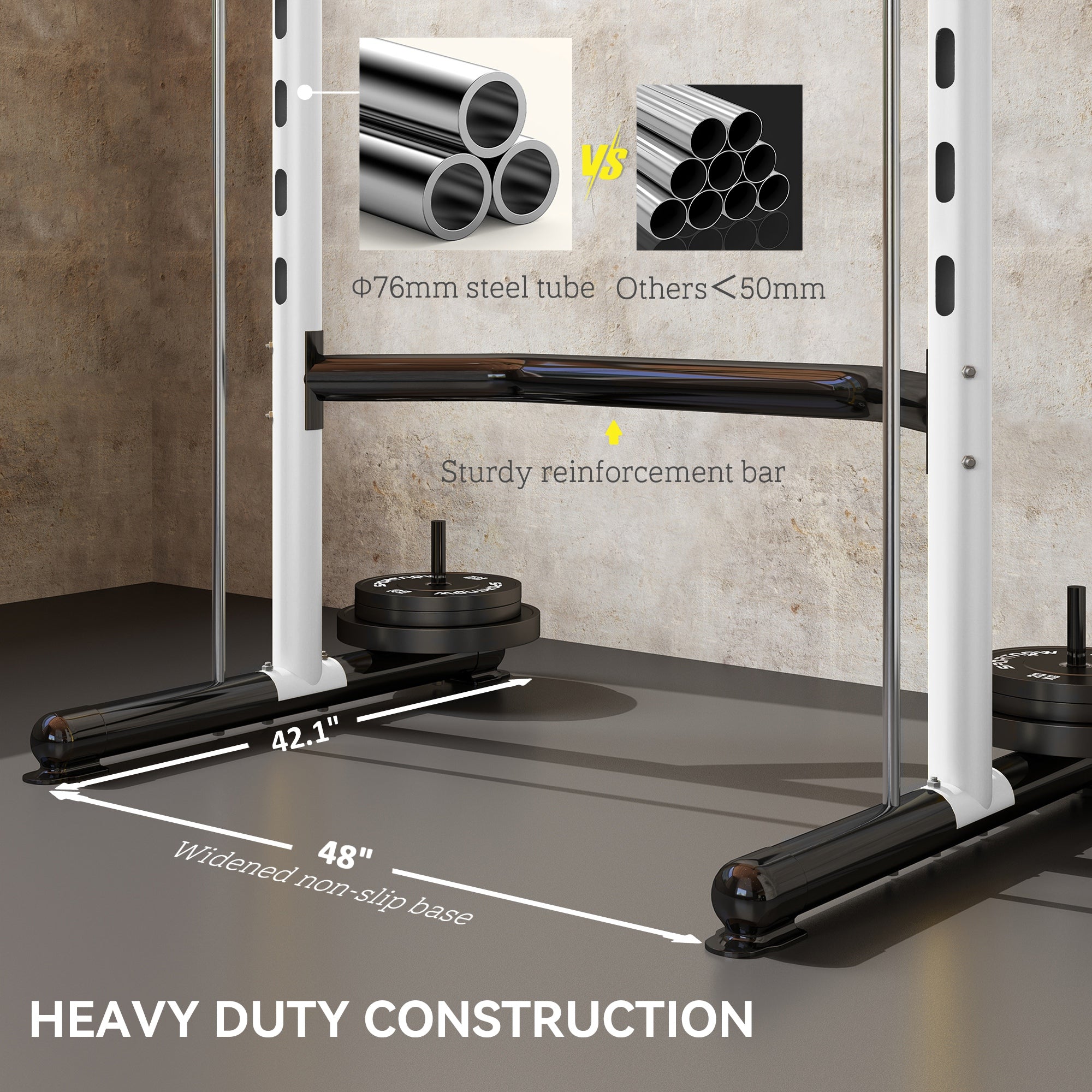 Adjustable Squat Rack With Pull Up Bar Bench Press Half Rack White