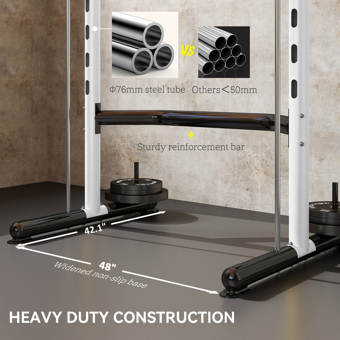 Adjustable Squat Rack With Pull Up Bar Bench Press Half Rack White