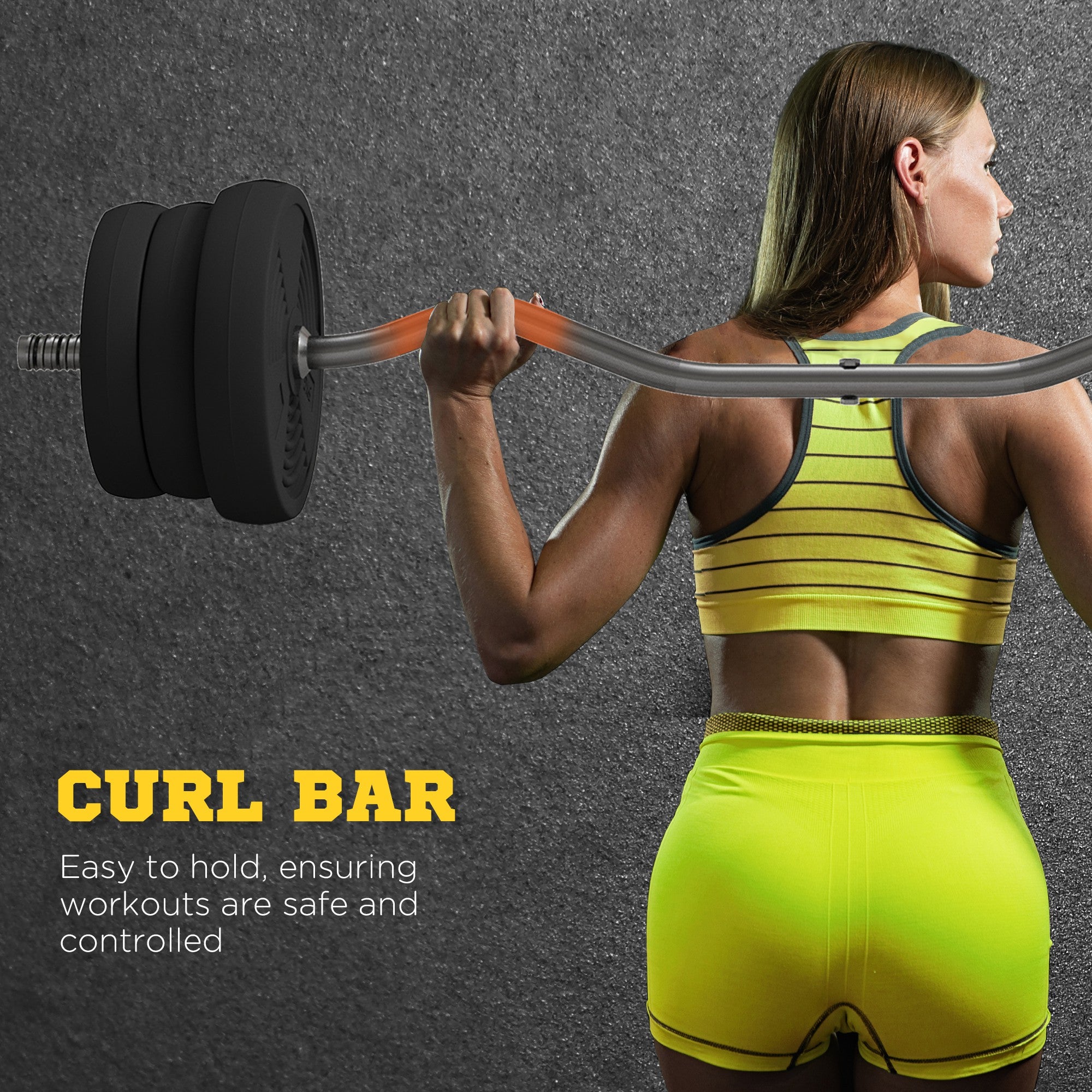 Sportow 55.12 lb Adjustable Barbell Set With Curl Bar Non Slip Handle Training