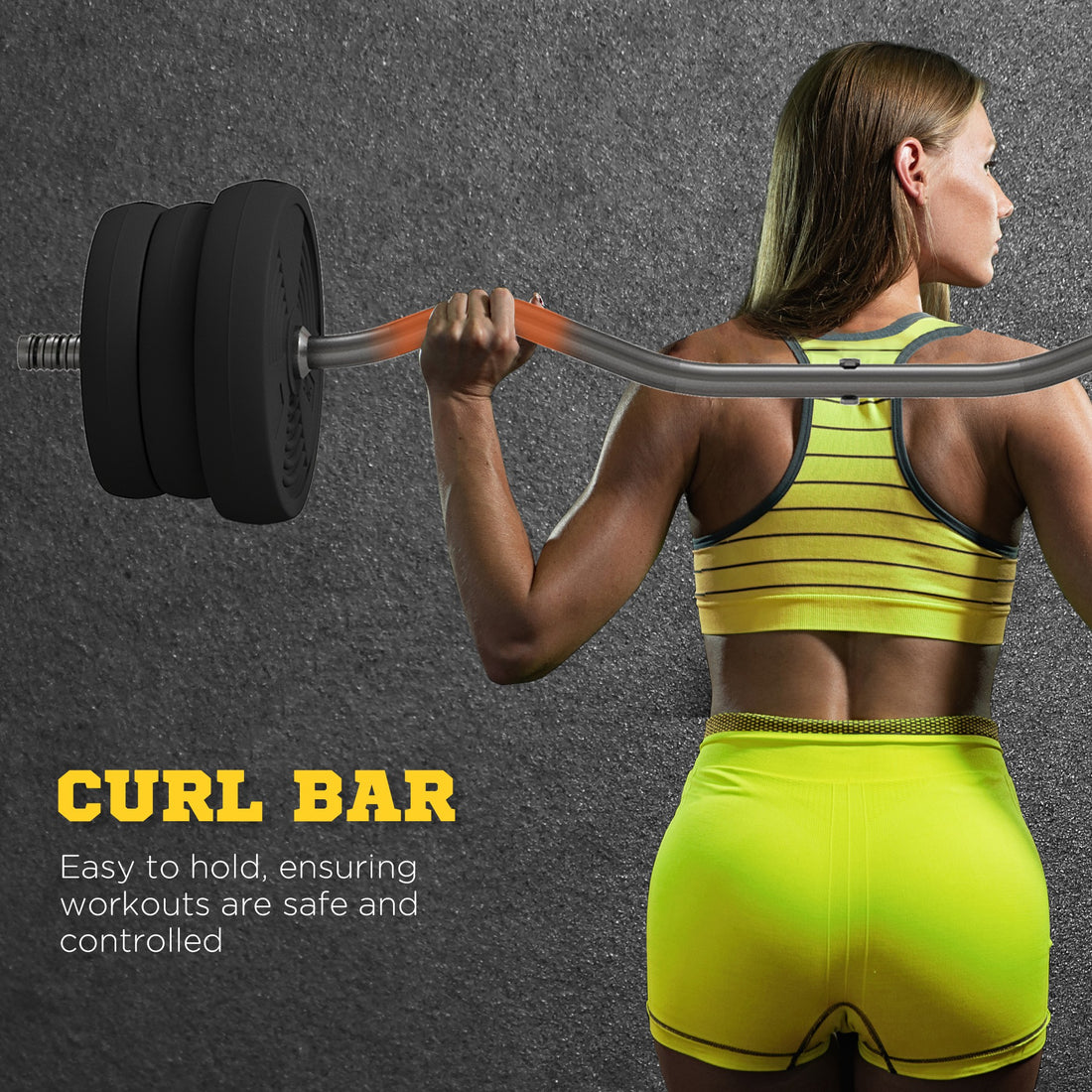Sportow 55.12 lb Adjustable Barbell Set With Curl Bar Non Slip Handle Training