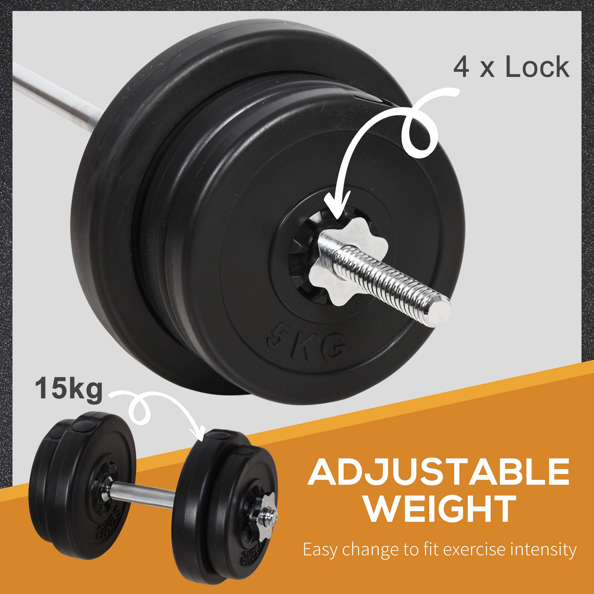 143.30 lb Adjustable Dumbbell And Barbell Set Home Gym Black