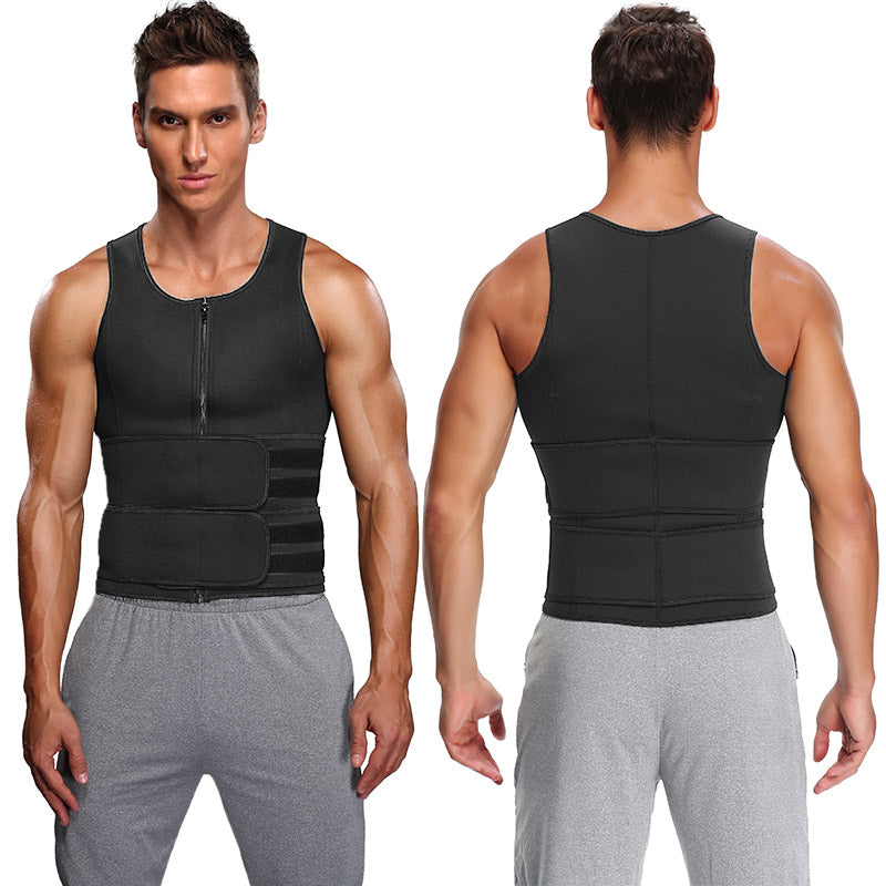 Men Sauna Waist Trainer Vest Double Belt Body Shaper