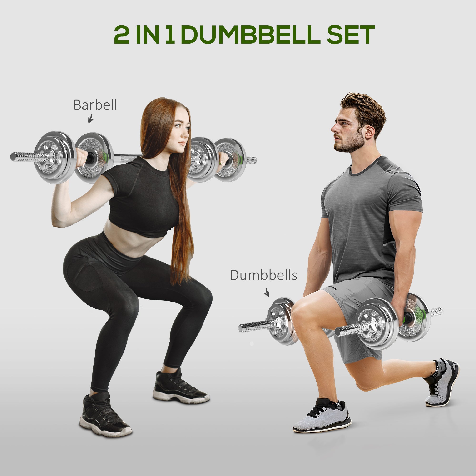 Sportow 44.09 lb 2-In-1 Barbell And Dumbbell Set Home Gym Training