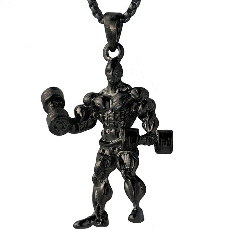 Barbell Weightlifting Pendant Necklace