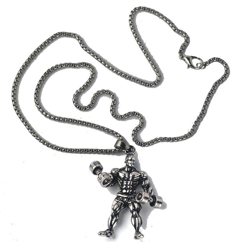 Barbell Weightlifting Pendant Necklace