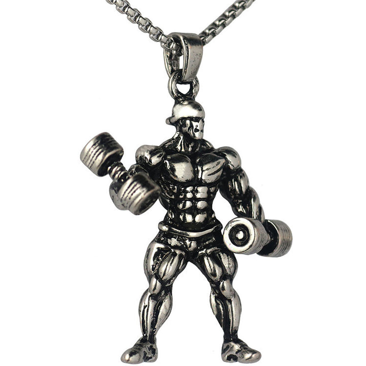 Barbell Weightlifting Pendant Necklace